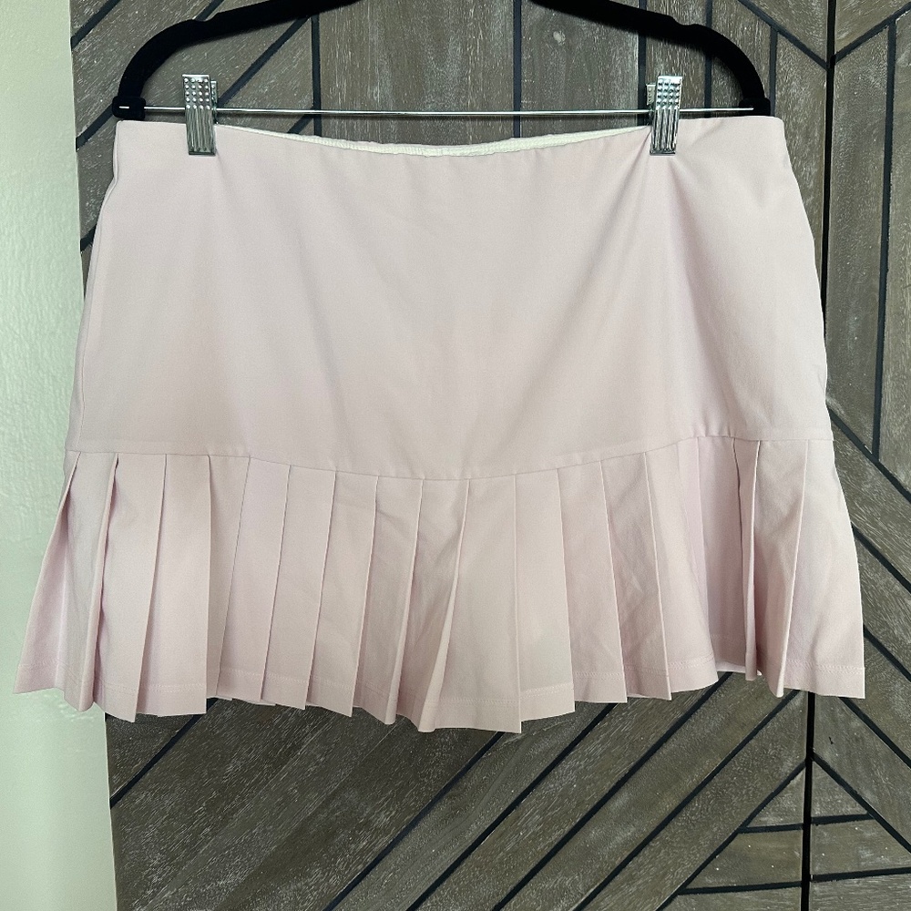 TORY BURCH PLEATED HEM TENNIS SKIRT IN COTTON PINK size XL